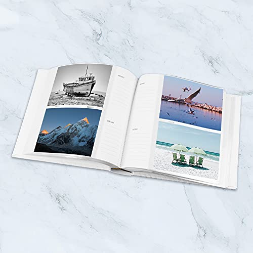 Golden State Art, Set Of 1 Photo Album 200 Pockets With Memo Space Hold 4X6 Horizontal Pictures For Family Wedding Anniversary Christmas (White, Embossed Cover, 2 Per Page) #TOP1
