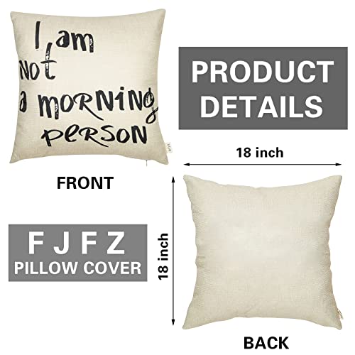 Fjfz I Am Not A Morning Person Funny Décor Cotton Linen Home Decorative Throw Pillow Case Cushion Cover With Words For Sofa Couch, Black, 18" X 18" #TOP1