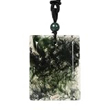 Justinstones Natural Moss Agate Rectangular Shapes Beads Pendant Hand Weaving Cord Necklace Adjustable Braided Cord Necklace 18 to 28 Inch