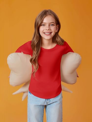 Image of Haloumoning Girls Puff Long Sleeve Shirts Fall Tops 5-14Y | Casual,Solid Color,Crewneck, Soft, Tunic Tops Blouse,Kids Long Sleeve T Shirt,,Fashion Clothes