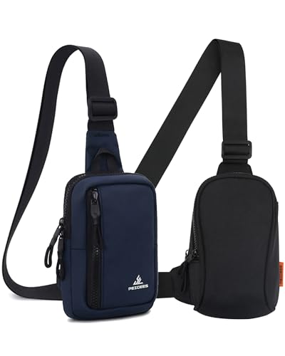 Peicees Small Crossbody Bag for Men Women Mini Sling Bag Travel Running Phone Daypack Cross Body Shoulder Bags, Mini Dark Blue and Black