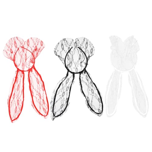 3ピースベールヘッドバンドヘア&メイクアップヘッドバンドウェディングマスクヘッドバンドレースウサギの耳ヘッドバンドヘアアクセサリーパーティーヘッドバンドレディースヘッドウェア生地