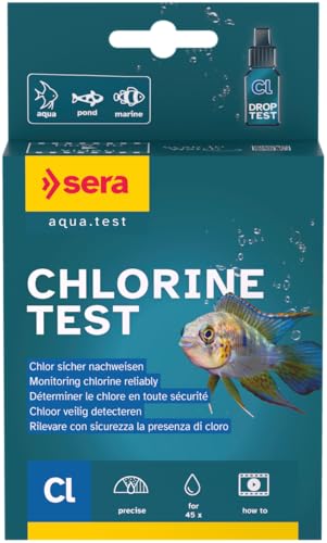sera 04810 Chlor Test (Cl), Wassertest für ca. 45 Messungen, misst zuverlässig und genau den Chlorgehalt, für Süß- & Meerwasser, im Aquarium oder Teich, 15 ml (1er Pack)