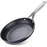 Antihaft-beschichtete Pfanne Induktion 28 cm, Bratpfanne mit Edelstahlgriff für alle Herdarten, PFOA-freie, leichte Reinigung, Schwarz
