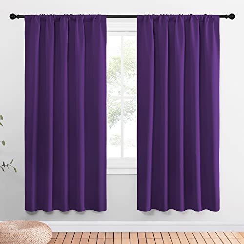 NICETOWN Blackout Curtains for RV Windows, Royal Purple, 29" by 20", 2 Panels, Room Darkening Window Curtain Panels, Easy-Care Solid Thermal Insulated Draperies/Drapes for Daughter Room Roya