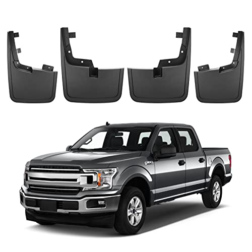 Image of BDFHYK Mud Flaps Splash Guards 4PCS Front & Rear Side Mud Guards Compatible with Ford F-150 2015-2020 Without OEM Fender Flares