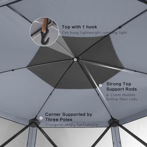 Image of MASTERCANOPY 12x12FT Pop Up Gazebo Screen Tent - Instant Screen House with Netting, Quick Set, Outdoor Canopy Shelter with Carry Bag for Camping, Backyard & Patio (Gray)