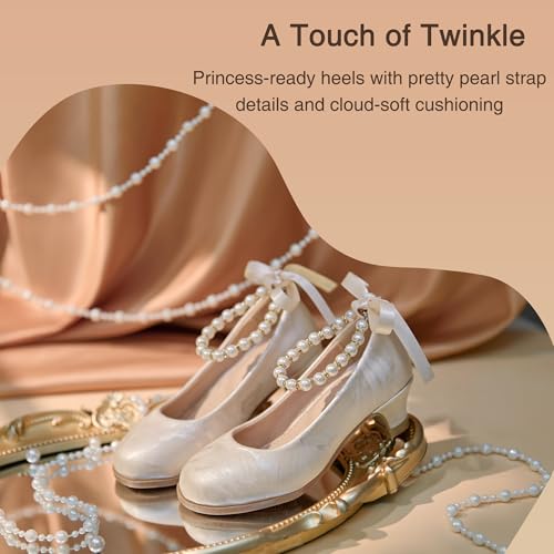 Image of THEE BRON Girls Low Heel Dress Shoes Mary Jane Party Wedding Flower Girl Pumps