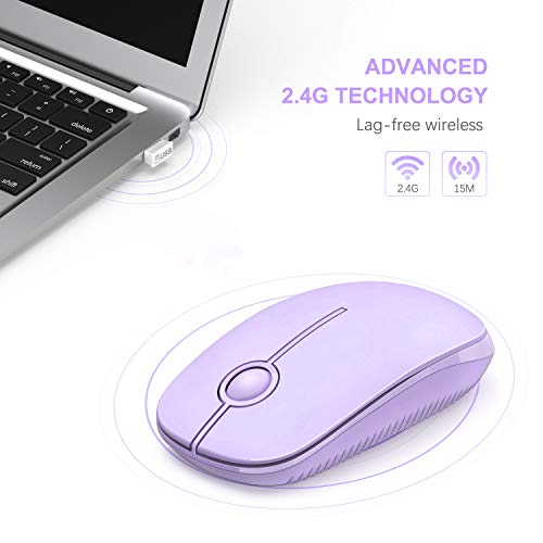 Image of VssoPlor Wireless Mouse, 2.4G Slim Portable Computer Laptop Mouse with Nano Receiver Quiet Silent Optical Mice for Notebook, PC, Laptop, Computer-Light Purple