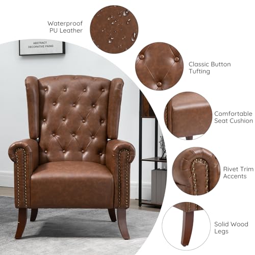 MOJAY Mid-Century PU Leather Accent Chair