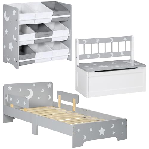 LETTINO SICURO: La struttura del lettino per bambini è più bassa in altezza per permettere ai piccoli di entrare e uscire dal letto in maniera più facile e sicura. Grazie ai pannelli laterali rialzati, la struttura impedisce ai bambini di cadere e il design rialzato consente anche di pulire facilmente il sotto letto