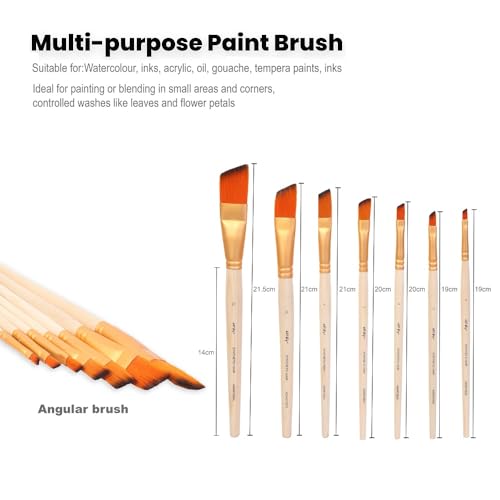 Image of Little Birdie Angular Brush Synthetic Hair Size 0 2 4 6 8 10 12 Set of 7 pc
