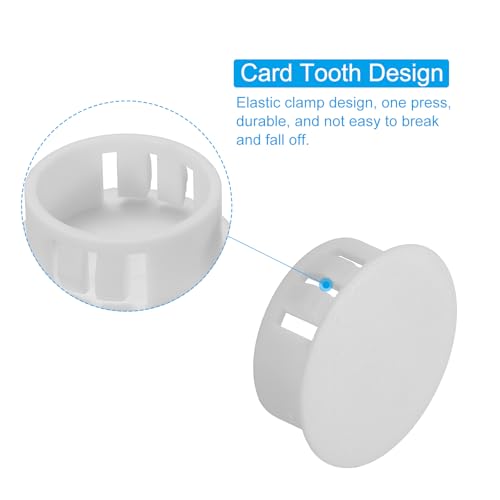 Image of PATIKIL Hole Plugs Plastic, 100 Pcs 25mm(1 inch) Screw Bumper Hole Plug Flush Snap Type Round Hole Cover Caps for Round Holes Cabinet Furniture Kitchen, White