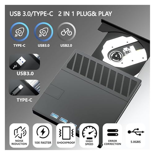 Lector Blu-Ray Externo USB 3.0 Tipo C Grabador Multifunción con Hub 7 en 1 5