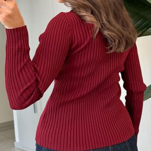 Women's Fall Vintage Long Sleeve Button Down Cardigan Sweaters, Casual Collared V Neck Knit Sweater4