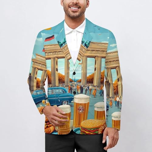 German Flag Food Beers Men's Slim Suit Long-Sleeve Prom Tuxedo Classic Two Button Business Jacket2