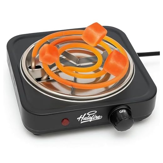 Halofire - Hornillo eléctrico 1000W para cachimba, Encendedor de alta potencia para carbón natural de shisha, Placa de fuego de cocina compatible para alimentos, camping fácil transporte. (Negro)