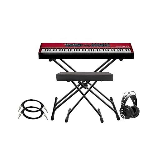 Nord Piano 5 73-Key Digital Piano Bundle with Adjustable Keyboard Stand, Adjustable Bench, Closed-Back Headphones, and 1/4-Inch TRS Cables (2-Pack) (6 Items)