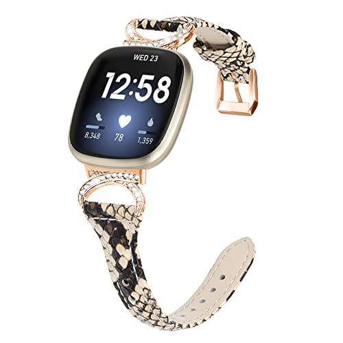Gimuk Leather Strap Compatible with Fitbit Versa 4/Sense 2