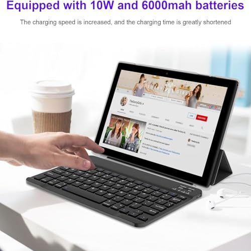 Image of Android 15 tablet 10 inch, 2-in-1 tablets with keyboard /mouse /cover /stylus, 8GB RAM+64GB ROM /1TB expand tablet, 1.8GHz quad-core processor, 1280 * 800 HD touch screen, 8MP camera, 5G WiFi 6