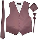 Spencer J's Men’s Formal Tuxedo Suit Vest Tie Bowtie and Pocket Square 4 Peace Set Verity of Colors