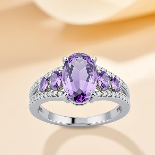3ct Oval-Cut Natural Amethyst Engagement Ring Solitaire Purple Ring Solid 10k 14k 18k Gold Wedding Band Womens Engraved Promise Birthday for Women Wife2