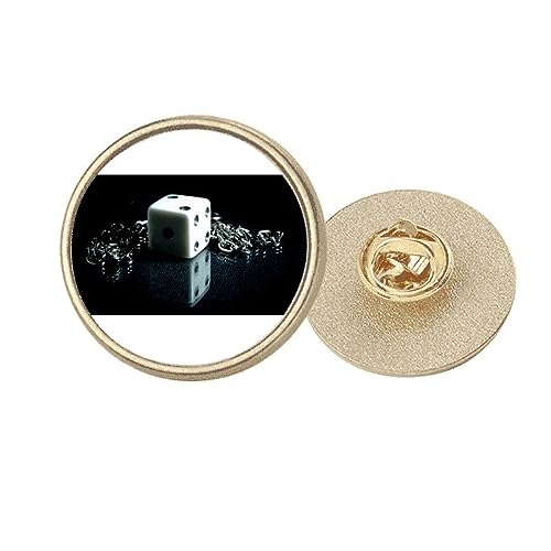 Broche ronde en métal doré de qualité supérieure motif photo de dés M
