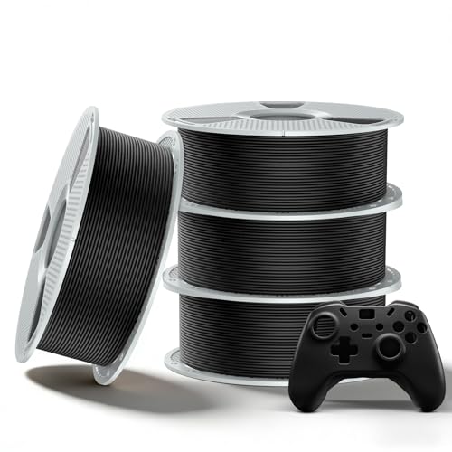 SUNLU PA6-GF Glass Fiber Nylon Filament 1.75mm – 25% Glass Fiber Reinforced, High Temp & Corrosion Resistant Engineering Filament, 4kg in Total, 1kg per Spool, 4 Pack, 4000g, (4xBlack)