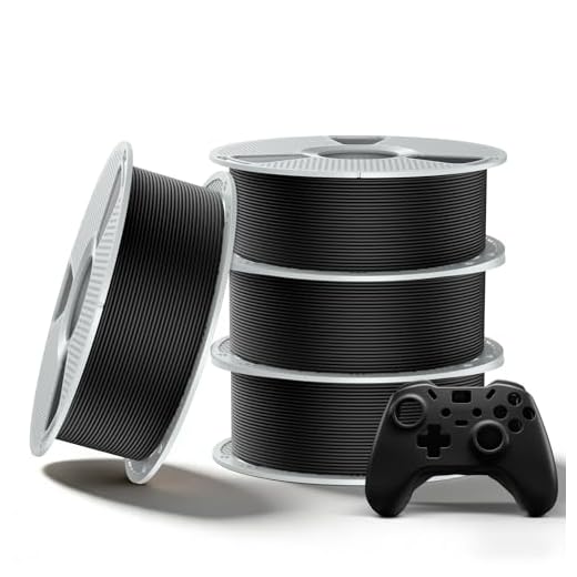 SUNLU PA6-GF Glass Fiber Nylon Filament 1.75mm - 25% Glass Fiber Reinforced, High Temp & Corrosion Resistant Engineering Filament, 4kg in Total, 1kg per Spool, 4 Pack, 4000g, (4xBlack)