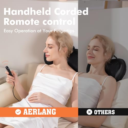 AERLANG shiatsu Neck and Shoulder Massager Pillow, Kneading Massage Pillow with 4 3D Massage Rollers,Muscle Pain Relief,Relaxation Gifts in Home Office and Car, for Women/Men/Dad/Mom - Image 7