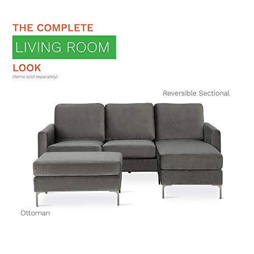 Novogratz Chapman Chrome Legs, Gray L-Shaped Sectional Sofa, #TOP5