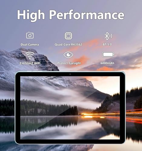 Image of ECOPAD 10.1 Inch Tablet, Android 15 Tablets 12GB(4+8) RAM / 64GB ROM / 1TB SD Card Expansion, 1280x800 IPS HD Touchscreen, 6000mAh Battery, Bluetooth 5.0, Dual Cameras, GMS, Dual Band WiFi, Blue
