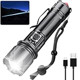 Garberiel 30w Powerful Long Distance LED Flashlight Rechargeable with Glass Breaker, 8800 High Lumens Flash Light with Pen Clip, Waterproof 5 Modes Handheld Bright Torch for Outdoor