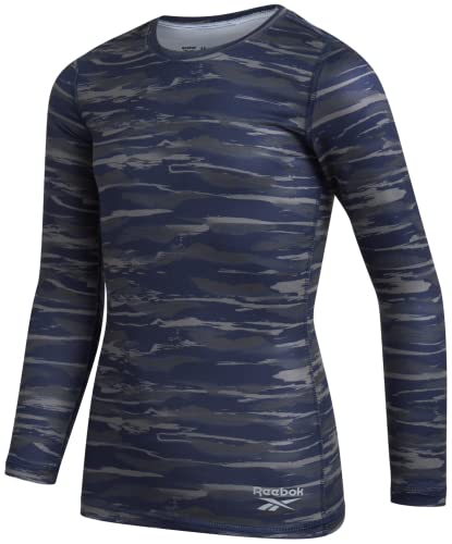 Reebok Boys' Thermal Underwear Set – Performance Base Layer Long Sleeve T-Shirt And Leggings (S-L), Size Medium, Navy #TOP3