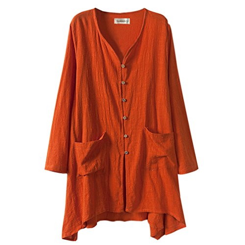 Gordon Q Women's Linen Comfort Buttons up Plus Size Long Shirts