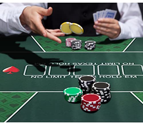 Nuveti 71 X 35/47 X 24 Foldable Texas Poker Card Tabletop Layout Portable Anti-Slip Rubber Board Game Mat With Cup Holders And Carrying Bag Grade Mat #TOP6