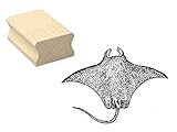 lackiertes Buchenholz Stempel Holzstempel Motivstempel « MANTARAY » Scrapbooking - Embossing Basteln Rochen stachelrochen Meereskunde