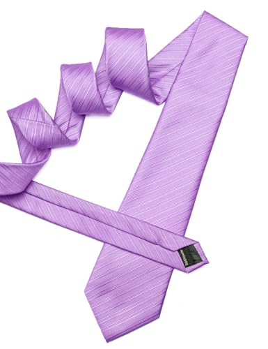 Image of Barry.Wang Solid Striped Tie for Men Silk Necktie Pocket Square Cufflinks Formal Wedding Party Business
