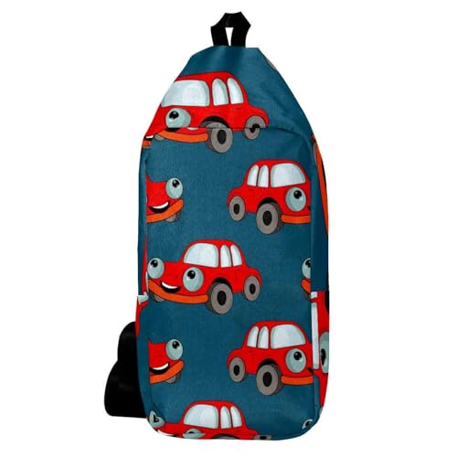 Mochila bandolera de caricaturas rojas unisex para viajes y senderismo de 16x36.5cm