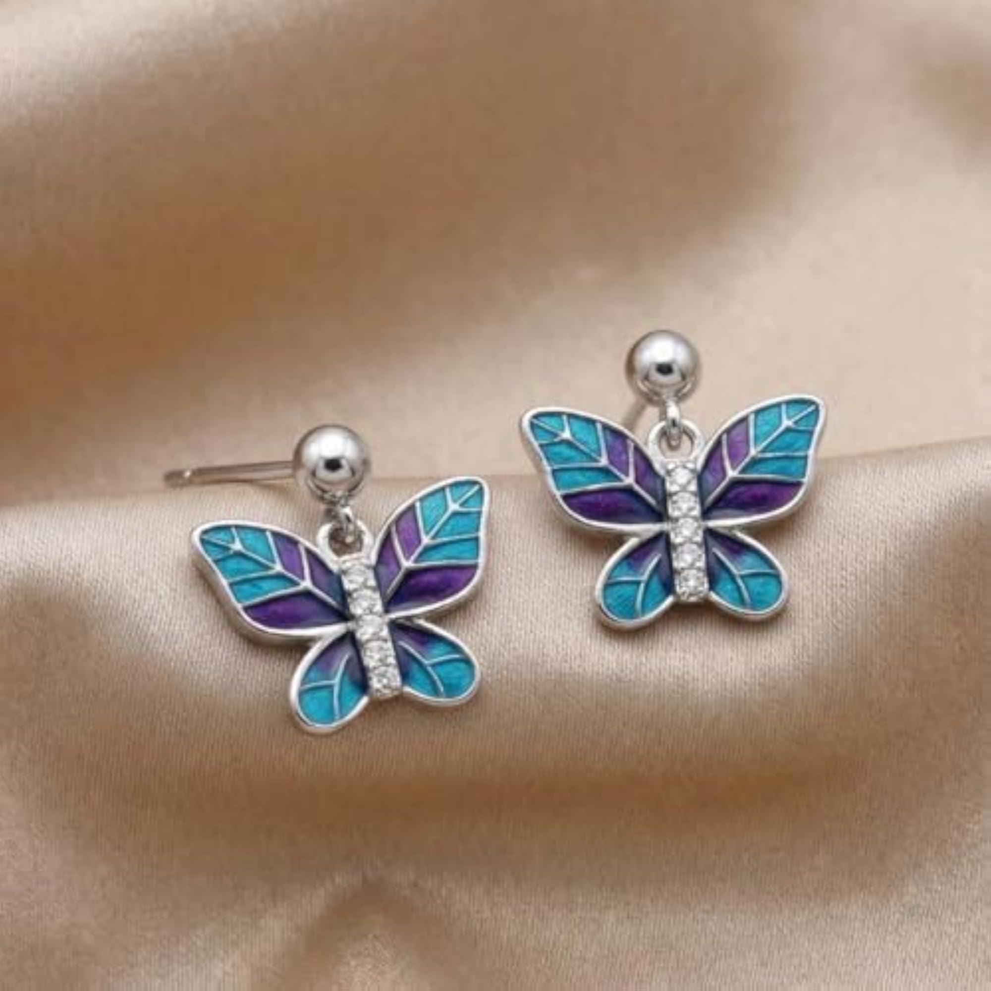 Stylish Multicolor Enamel Earrings, Vibrant Design