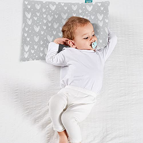 Baby Toddler First Pillow with Pillowcase (13 x 18), Baby Toddler  s Flat Pillows for Boy and Girls, Machine Washable Soft Travel Pillow, Grey