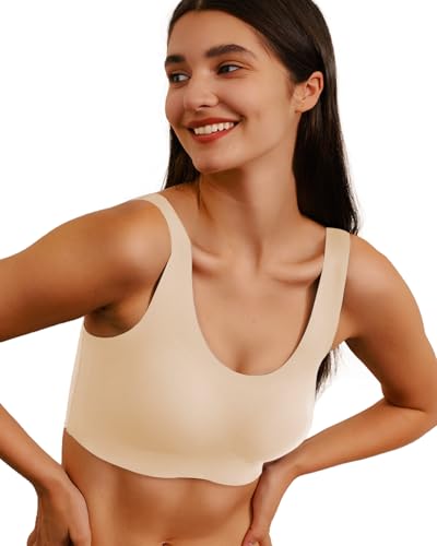 Seamless Bras for Women Full Coverage Wireless Bralette Widen Straps & Side, Comfortable Breathable Smooth Pull On Bras3