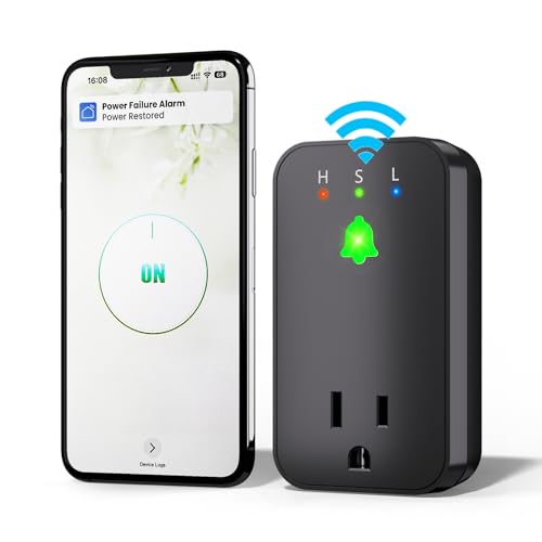 Power Failure Alarm WiFi Smart Power Outage Alarm with App Notifications Mini Size Freezer Alert with Loud 110dB & LED Indicator & Voltage Detection Home Power Monitor for GFCI Trips Sump Pump