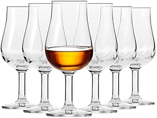 Krosno Bourbon Whiskey Brandy Cognac Tasting Glasses | Set of 6 | 100 ML | Large Water Cocktail Set | Perfect for Home, Restaurants and Kitchen Set | Dishwasher Safe Snifter Whiskey Glass