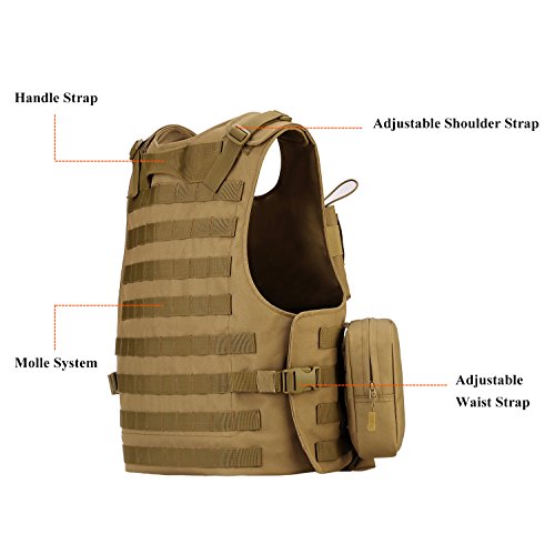 ArcEnCiel Tactical Molle Vest, Coyote Brown - Thumbnail 5