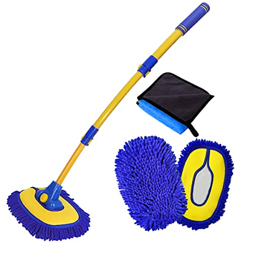 Car wash brush with long handle and replacement pads