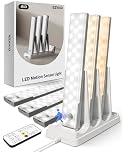EZVALO 6-Pack Under Cabinet Lighting with Charging Station, Rechargeable Motion Sensor Lights, 3 Color Temps, Dimmable 62 LED Wireless Motion Activated Cabinet Lights with Remote for Kitchen,Pantry