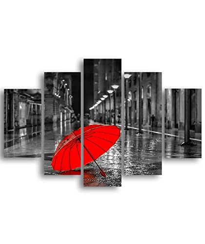 Tableau Parapluies Rouges 5 pièces villes paysages decoration murale