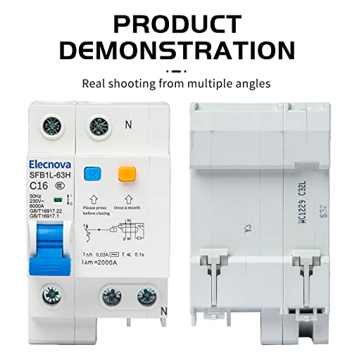 Sfb1L-63Hc-1P+N Miniature Circuit Breakers Din-Rail Installation Ac 50/60Hz Current Of 16Amp Voltage 230V Overload, Earth Leakage Protection Thermal Magnetic Trip Short-Circuit Protection #TOP5