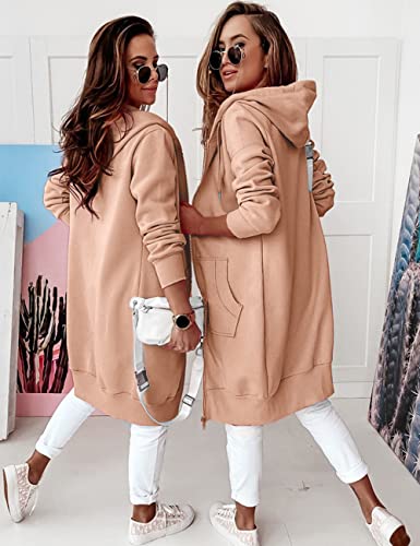 Prettygarden Women's 2023 Zip Up Hoodies Casual Long Sleeve Sweatshirts Fall Jacket Hooded Coat With Pockets (Nude Pink,Small) #TOP2